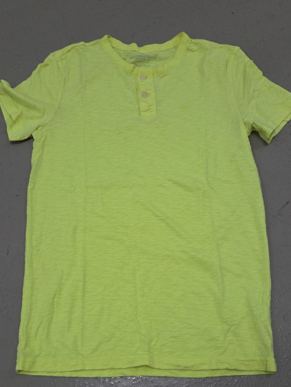 American Eagle Outfitters Neon Yellow Short Sleeve Henley Tee
